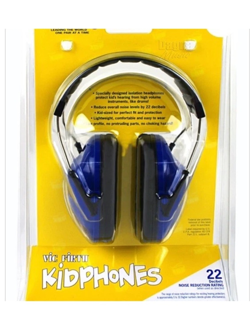 Vic Firth Kids Isolation Headphones Kidphones Noise Reducing Music Sports Games.